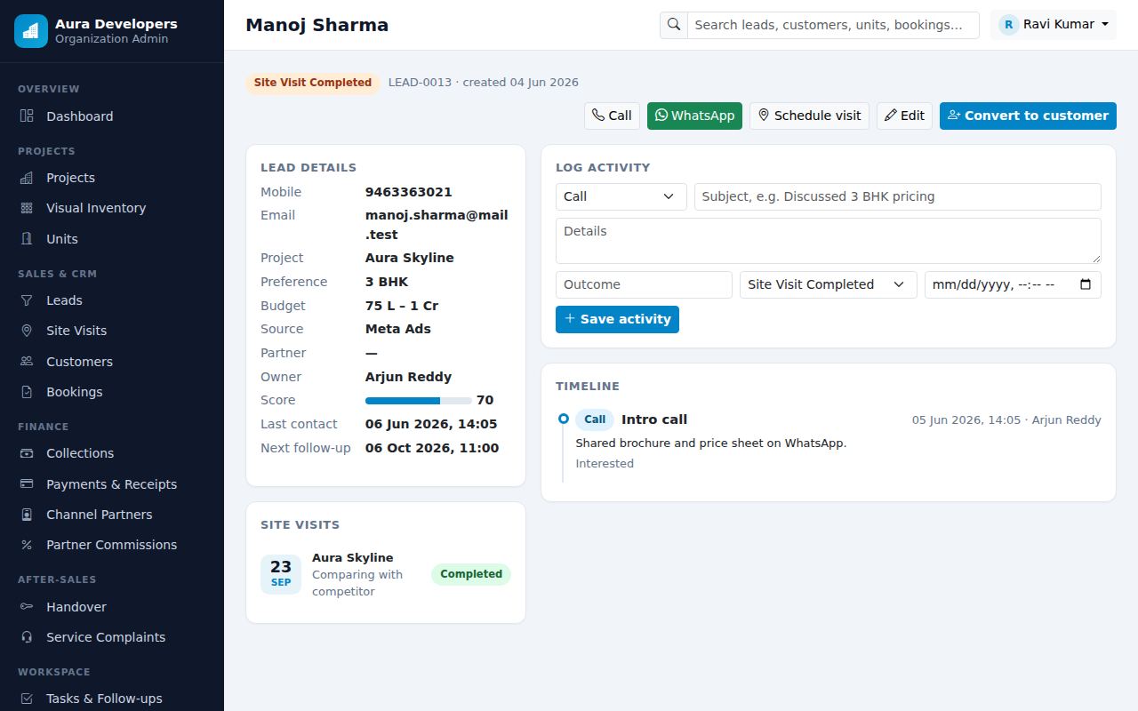 Lead CRM screen