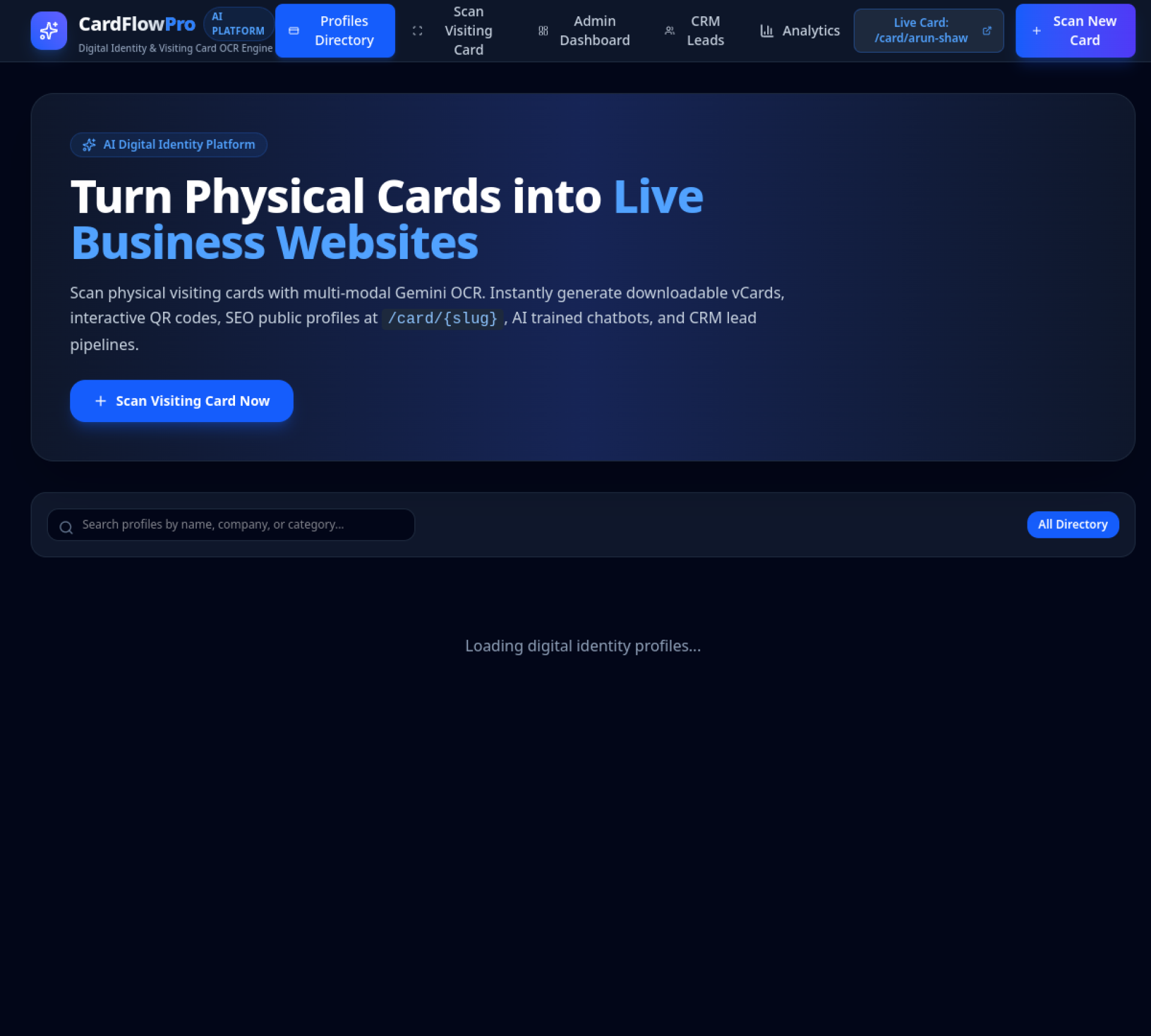 Screenshot of CardFlow Pro