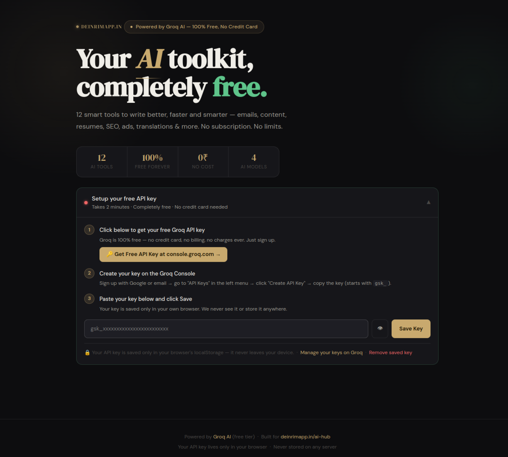 Screenshot of AI Hub