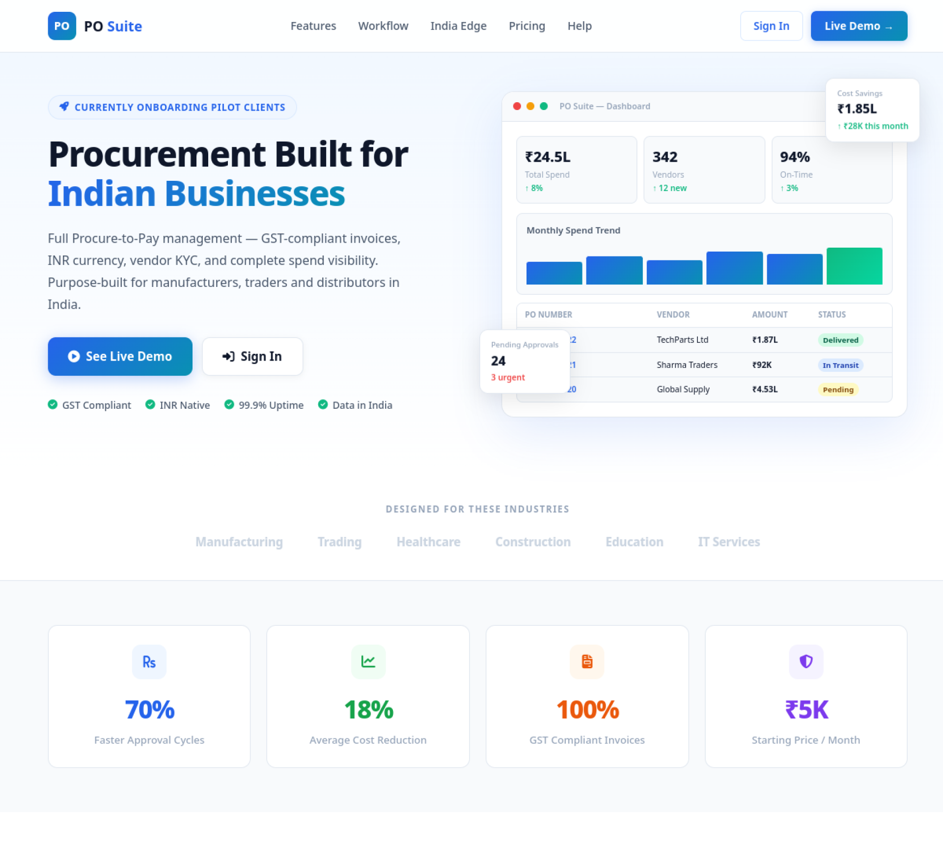 Screenshot of PO Suite
