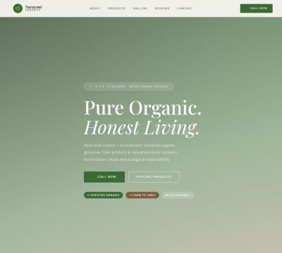 Screenshot of Narayani Organics