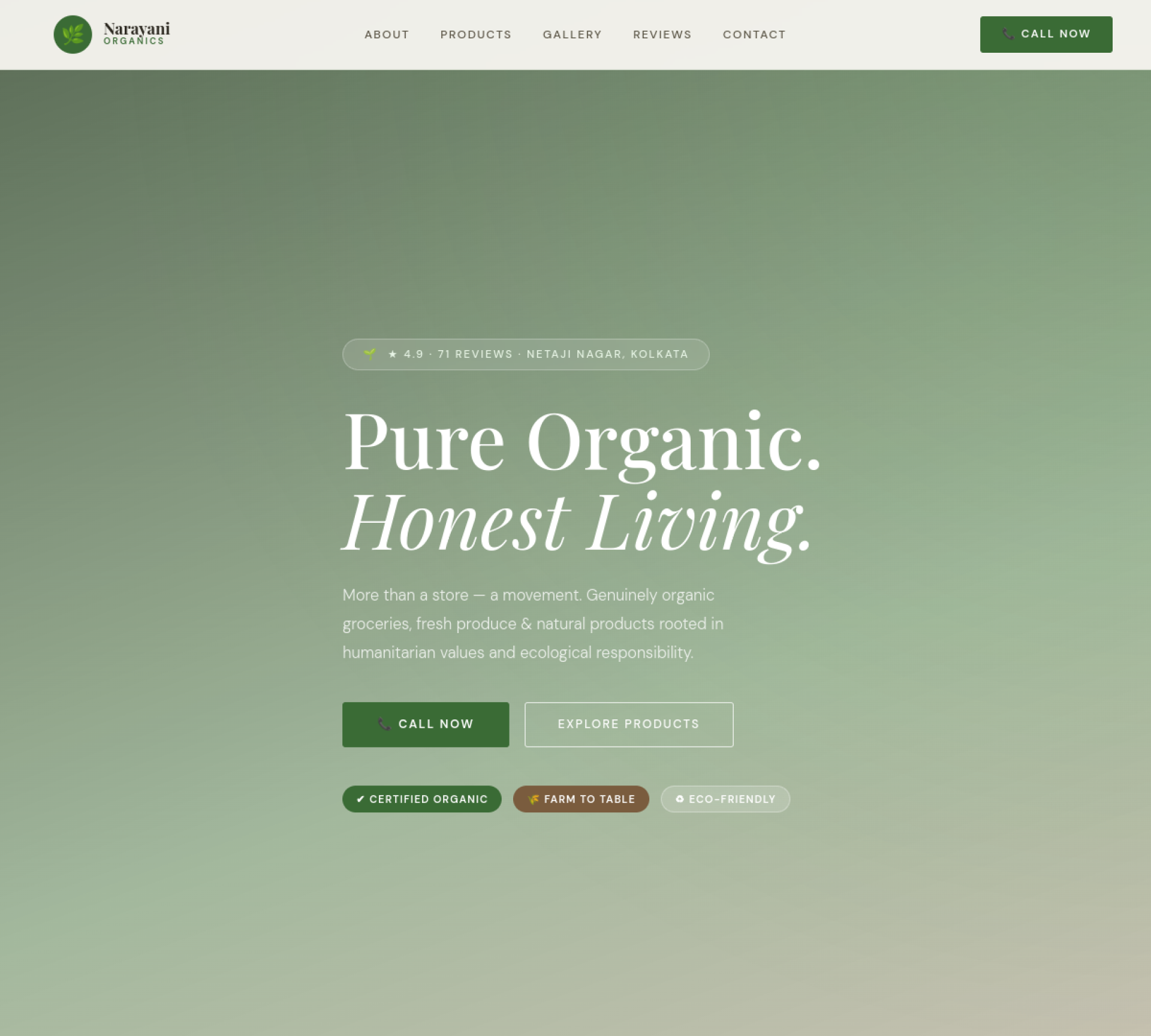 Screenshot of Narayani Organics