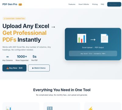 Screenshot of Universal Excel to PDF Generator