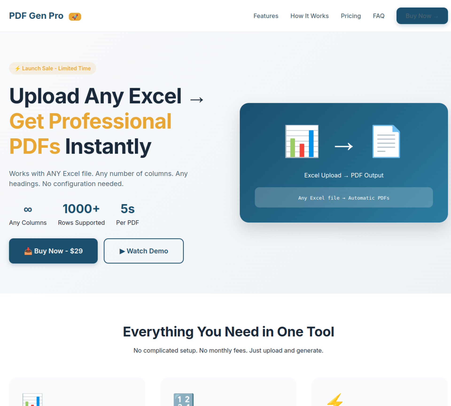 Screenshot of Universal Excel to PDF Generator