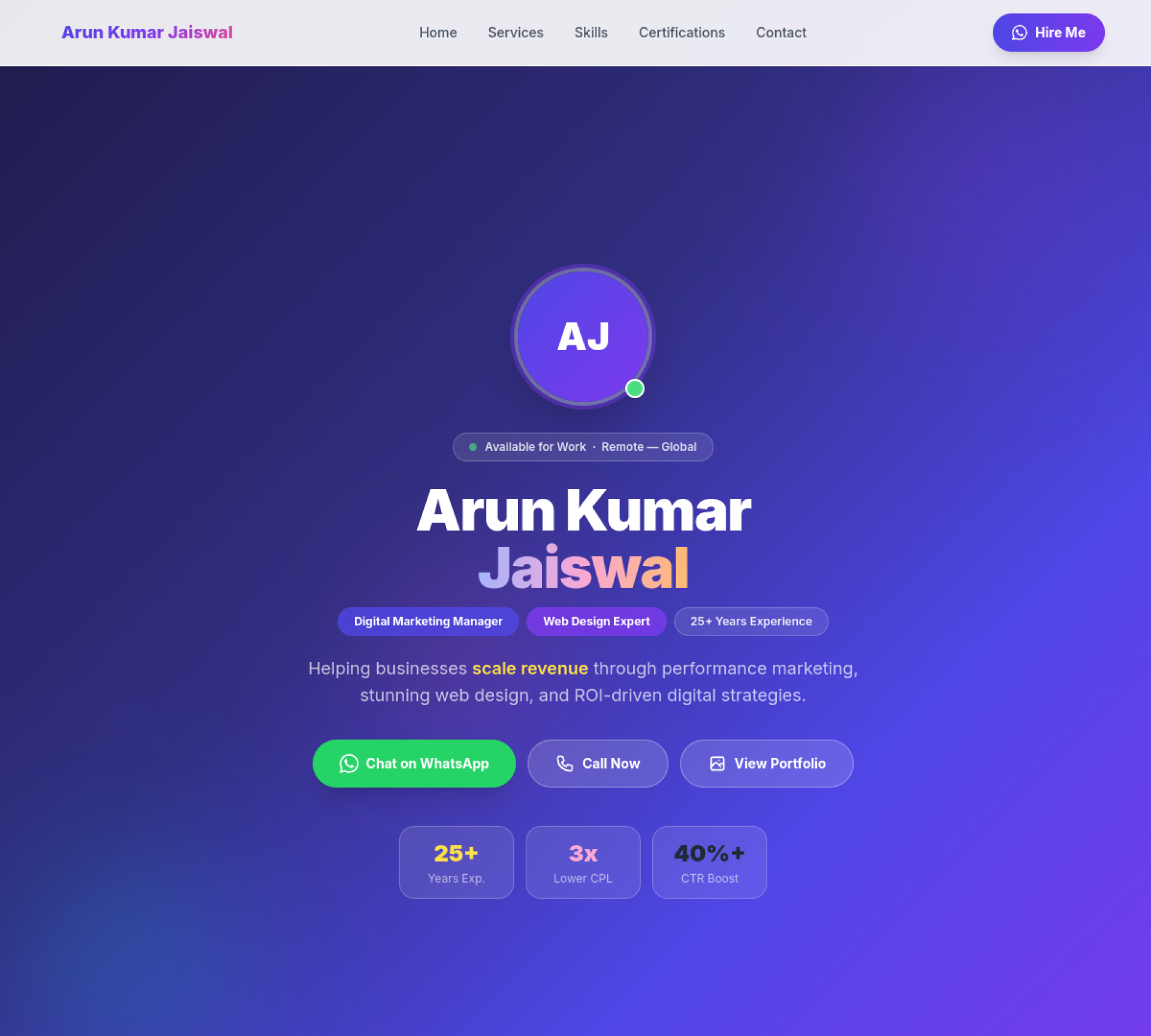 Screenshot of Arun Kumar Jaiswal
