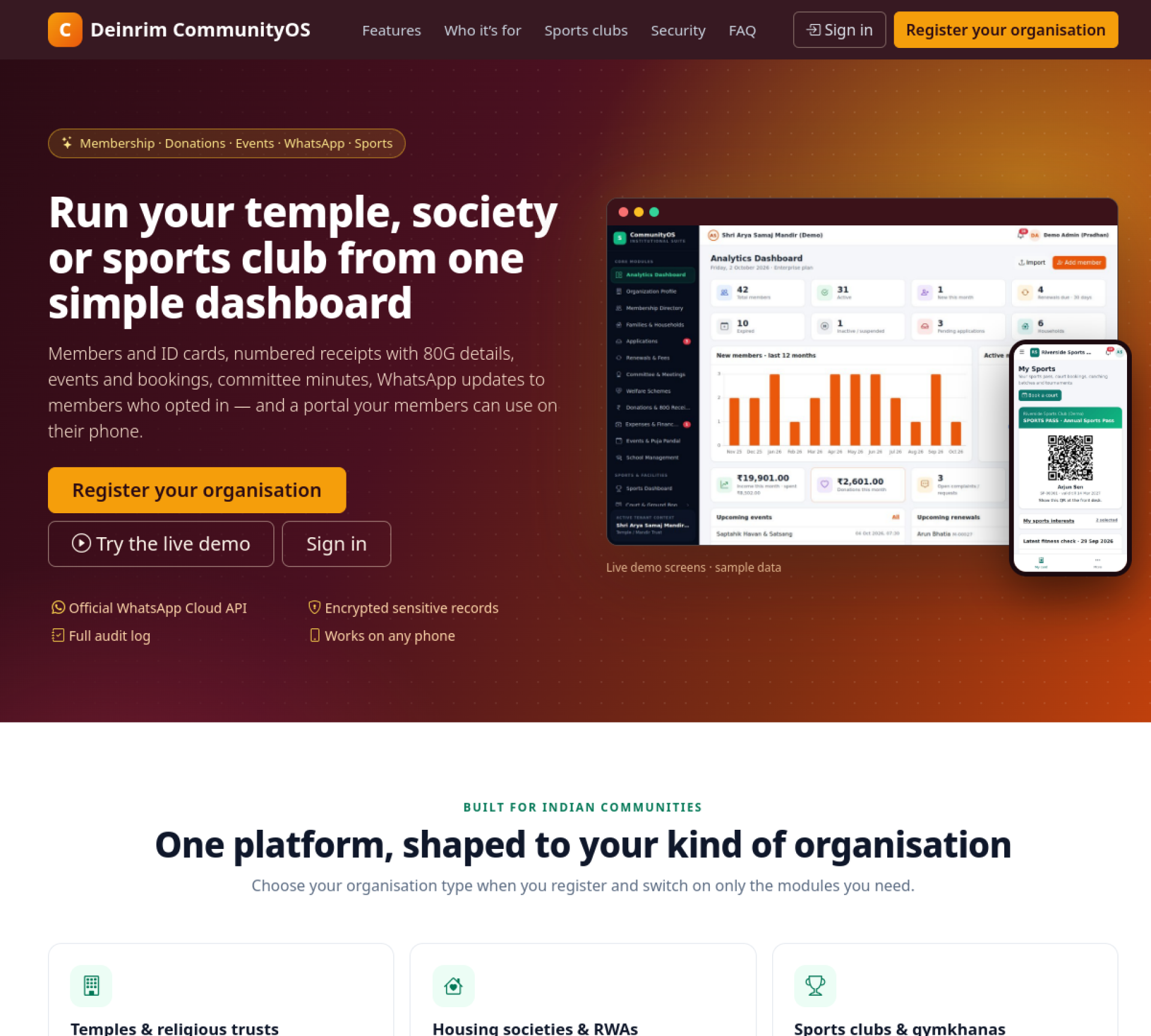 Screenshot of Deinrim CommunityOS