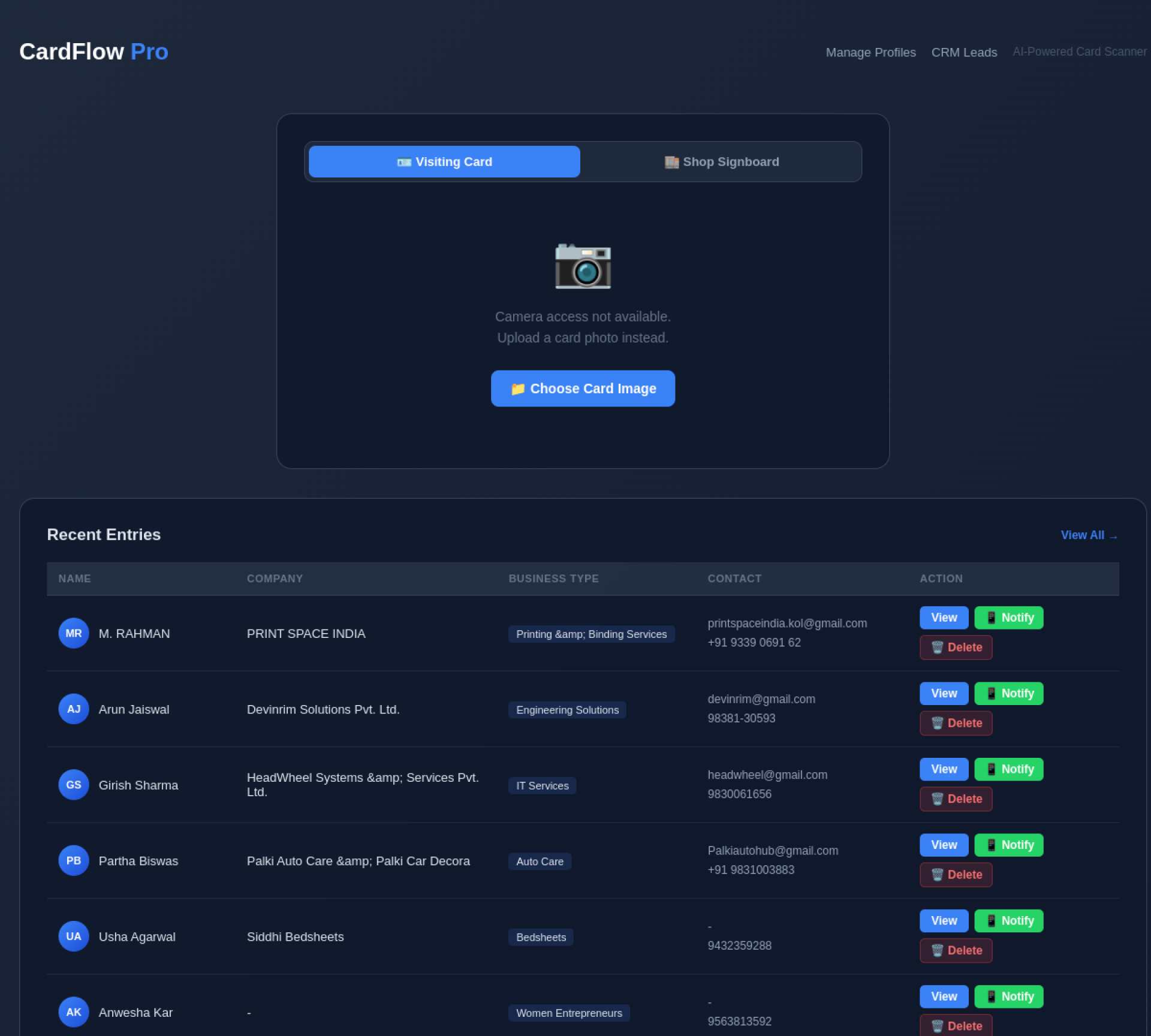 Screenshot of CardFlow Pro