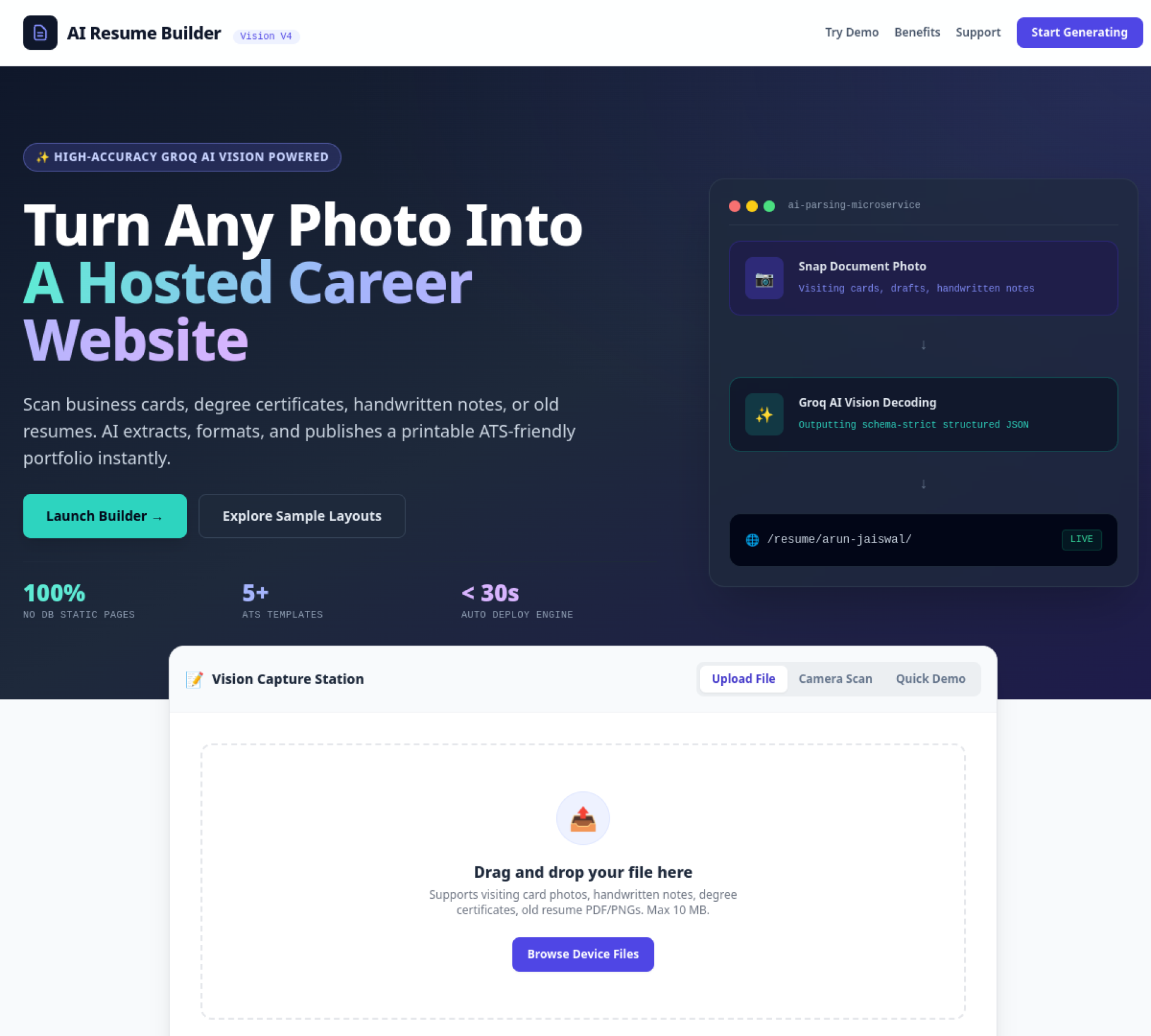 Screenshot of AI Resume Builder