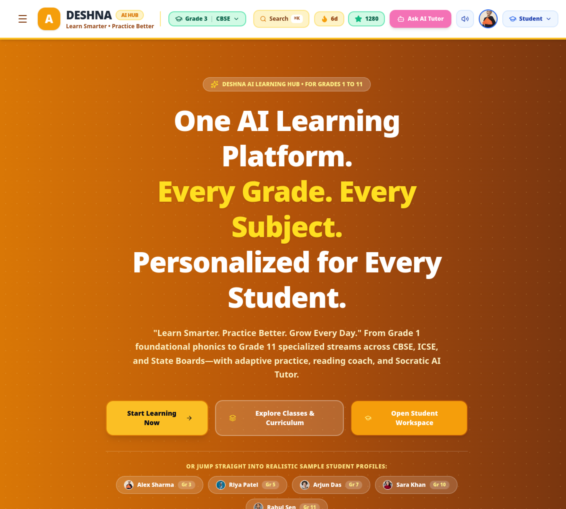 Screenshot of DESHNA AI Learning Hub