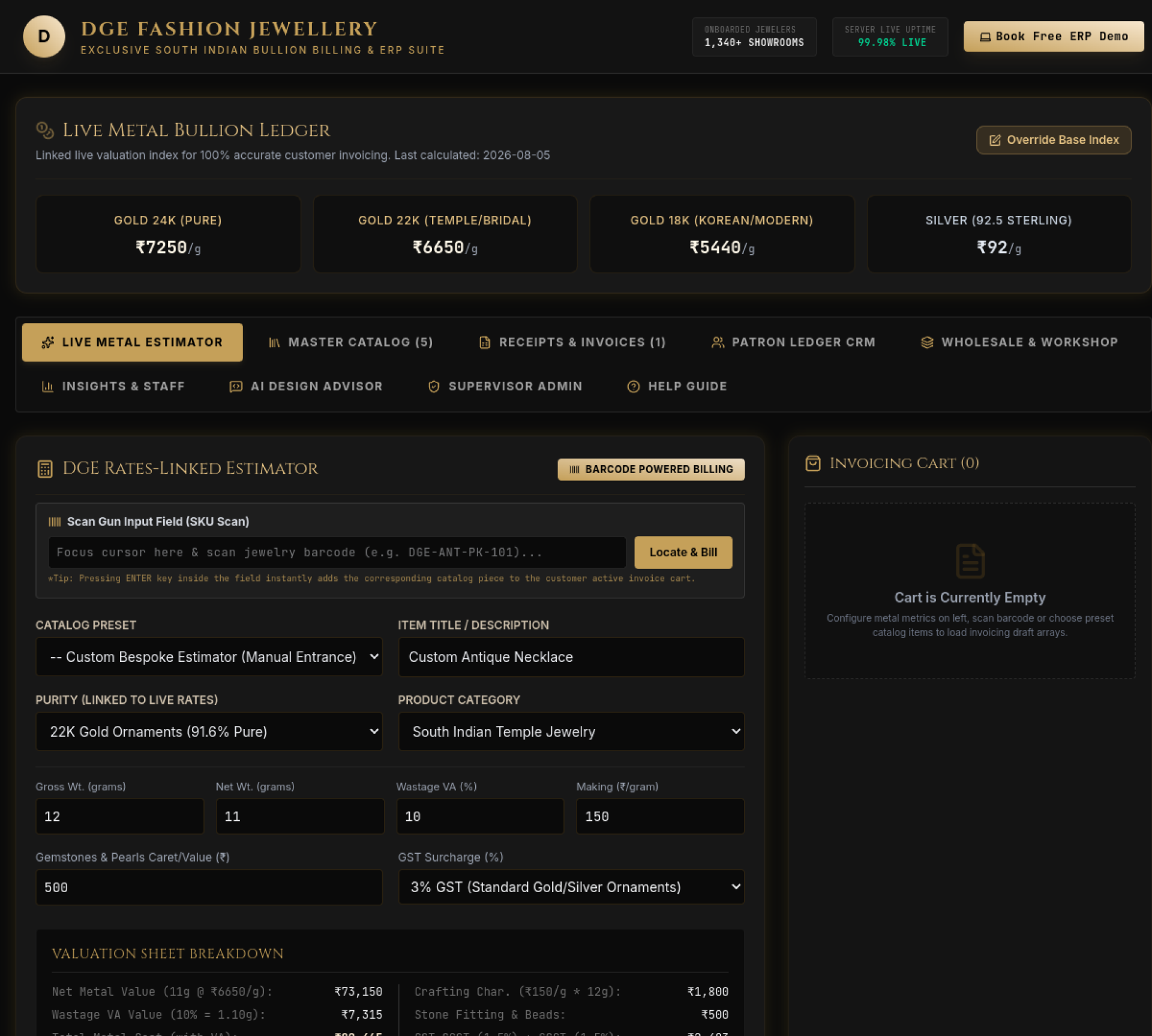 Screenshot of DGE Fashion Jewellery
