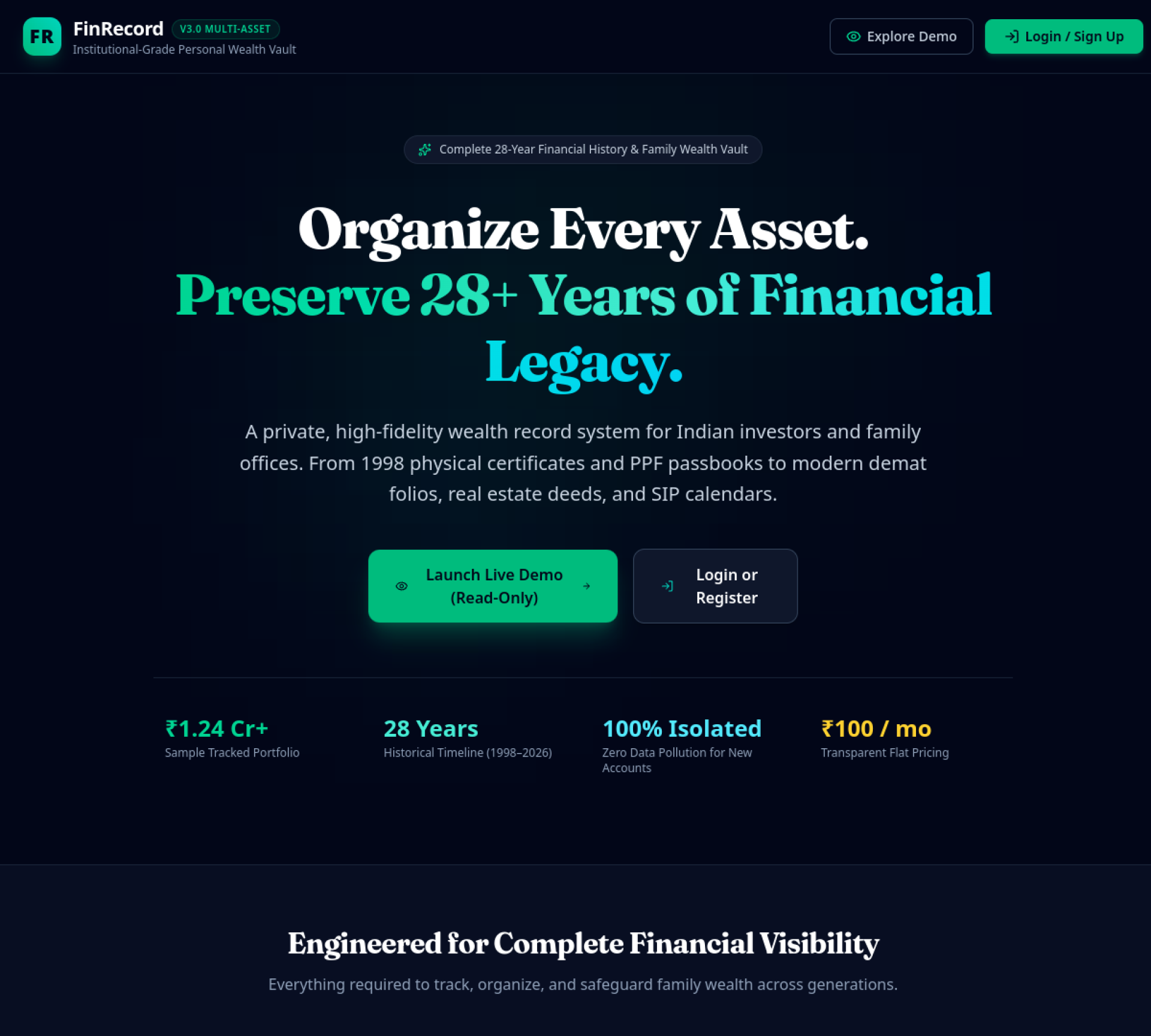 Screenshot of FinRecord