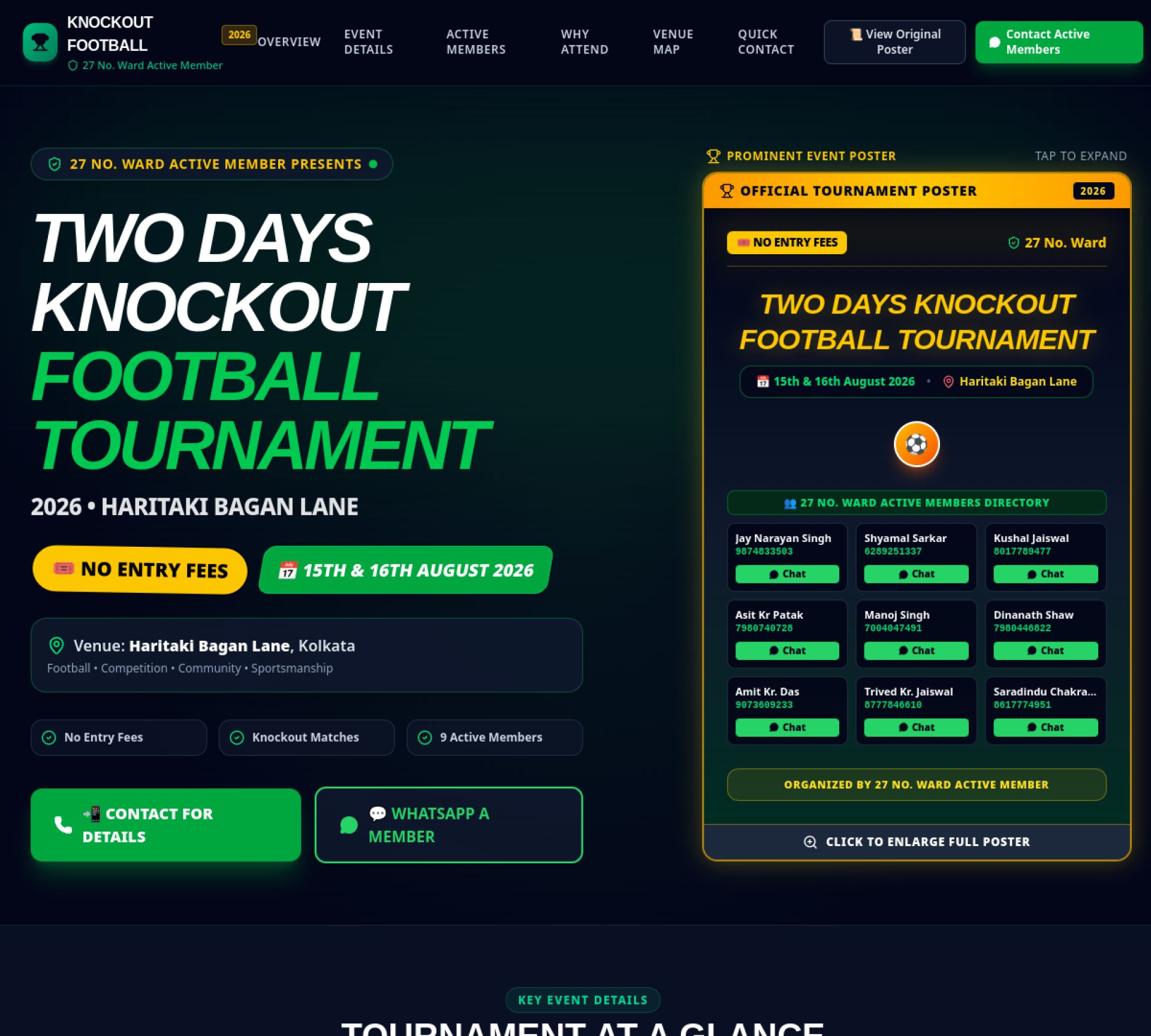 Screenshot of Two Days Knockout Football Tournament 2026