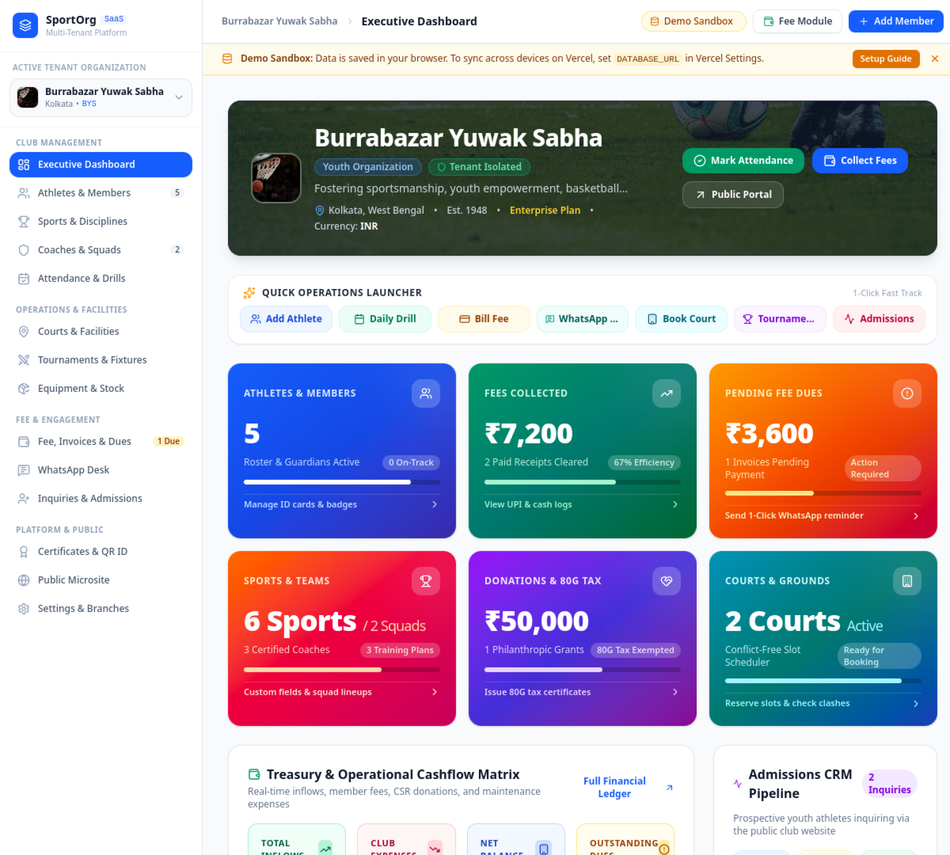 Screenshot of SportOrg Platform
